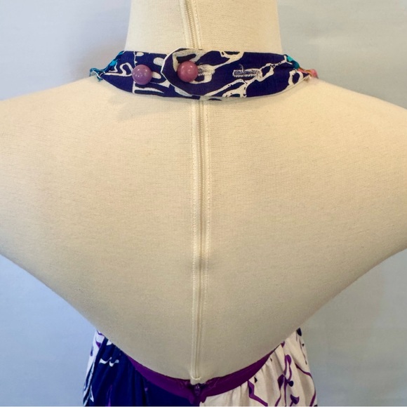 Vintage 60s Cole of California Mod Wild Print Halter Swim Sun Dress Maxi Gown - Picture 7 of 9